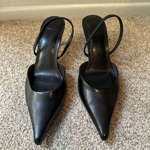 H&M Black Pointed Slingback Heels